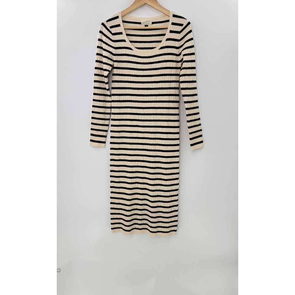Universal Thread Womens Striped Ribbed Knit Long Sleeve Midi Column Dress Small